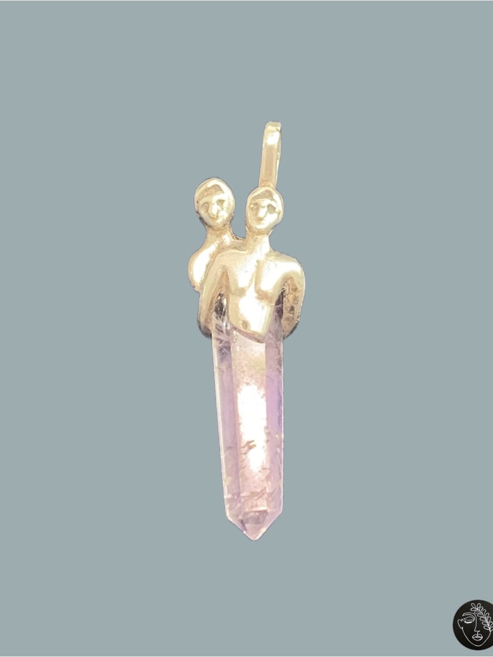 VTG Les Bernard Signed Solid Silver Brutalist Brazil Raw Crystal Point Pendant